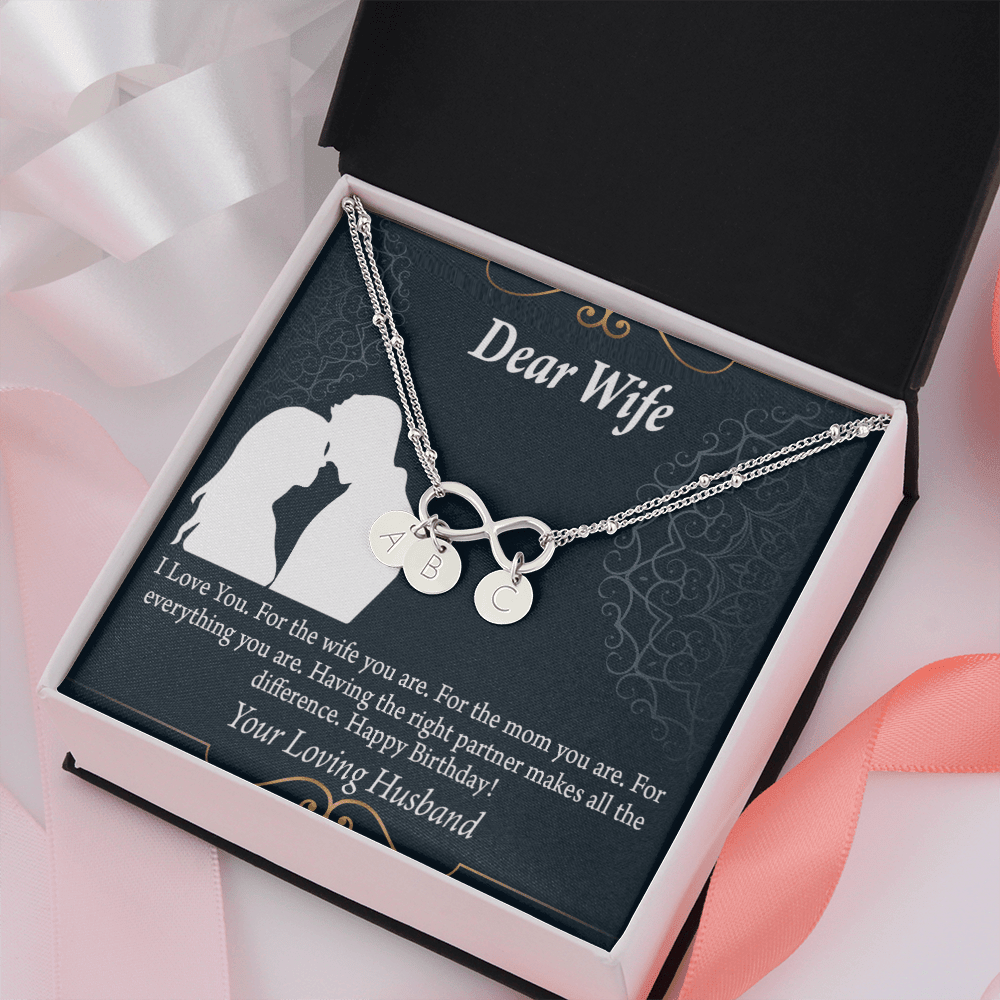 To My Wife Happy Birthday Dear Infinity Bracelet With Initial Charms - Infinity Bracelet