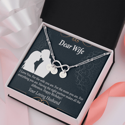 To My Wife Happy Birthday Dear Infinity Bracelet With Initial Charms - Infinity Bracelet