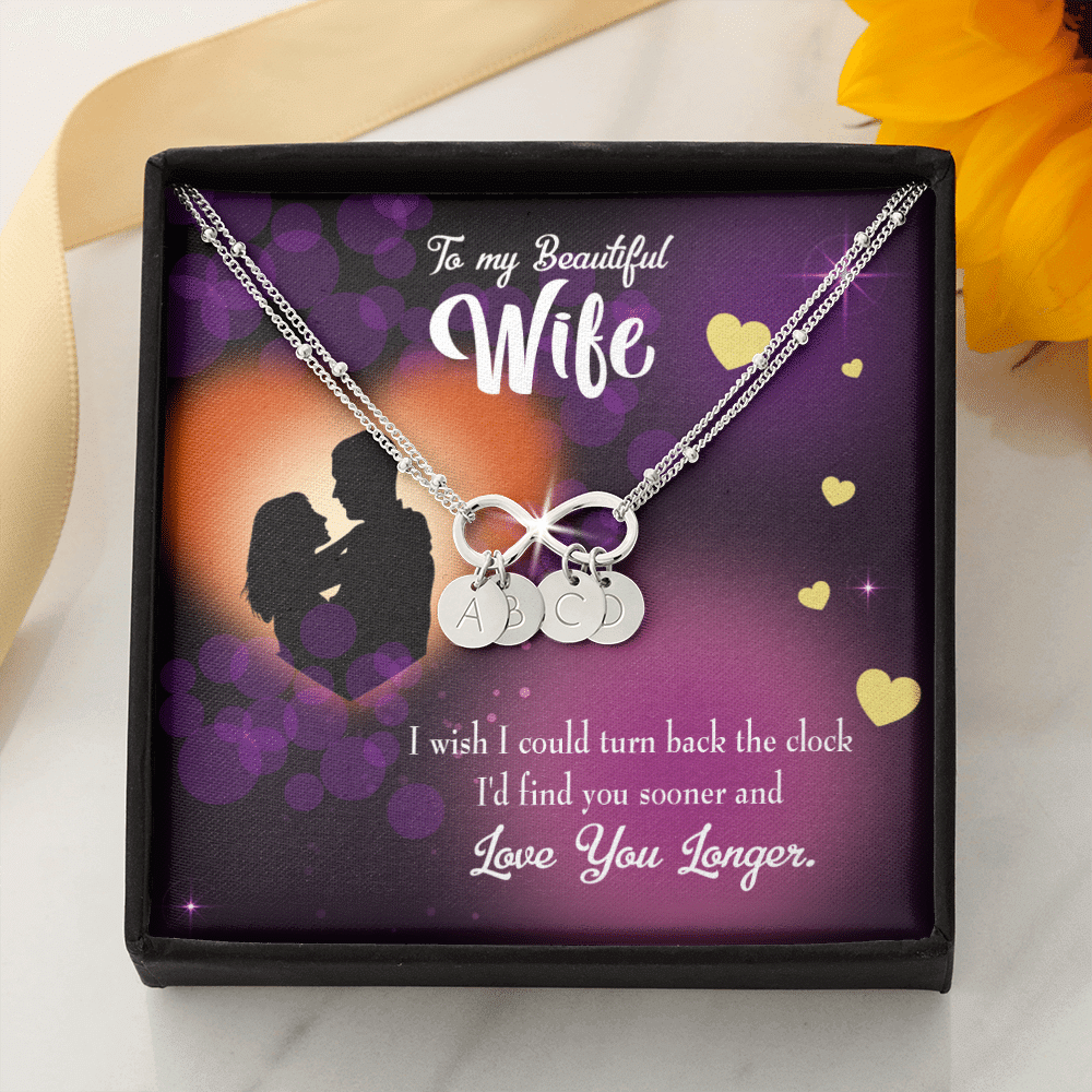 To My Wife Love You Longer Infinity Bracelet With Initial Charms - Infinity Bracelet
