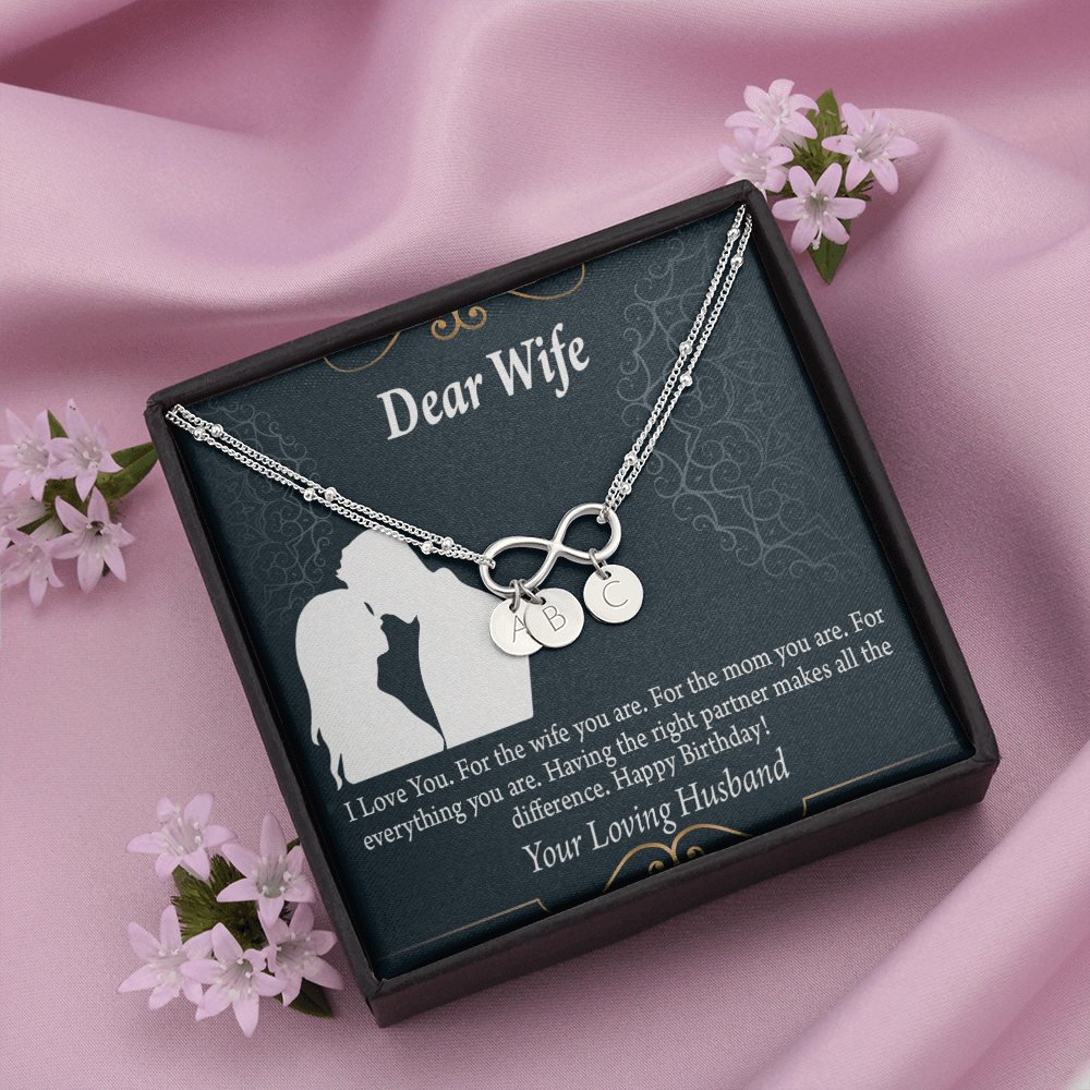 To My Wife Happy Birthday Dear Infinity Bracelet With Initial Charms - Infinity Bracelet