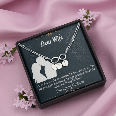 To My Wife Happy Birthday Dear Infinity Bracelet With Initial Charms - Infinity Bracelet