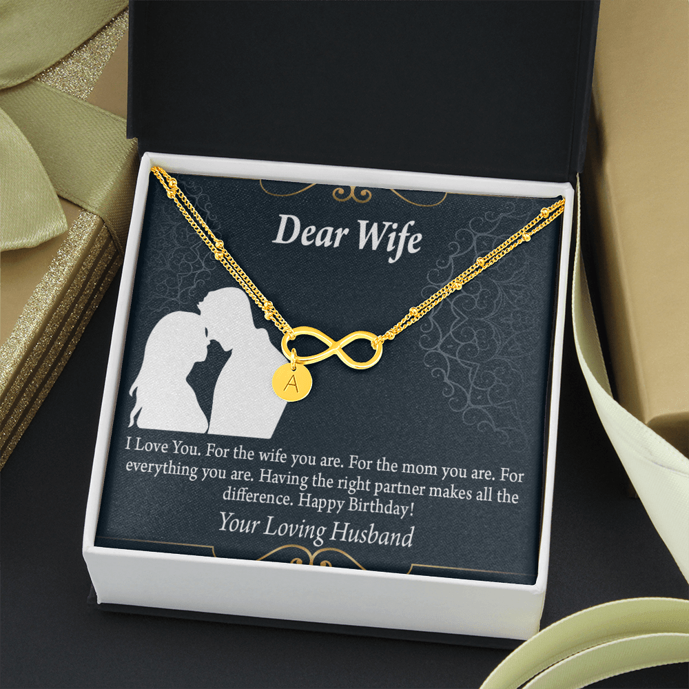 To My Wife Happy Birthday Dear Infinity Bracelet With Initial Charms - Infinity Bracelet