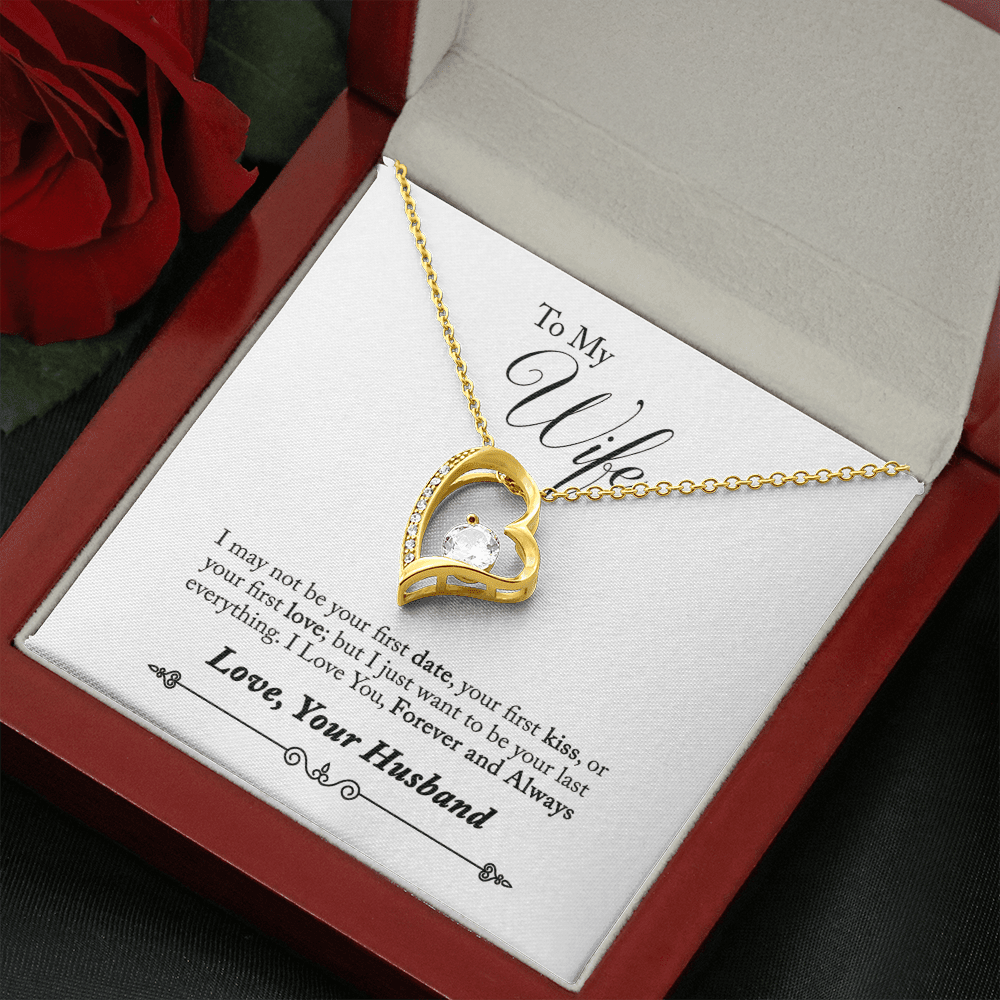 To My Wife Forever & Always Pendant 18k Gold or Stainless Steel 18" Necklace - Forever Love Necklace Gift Idea For Woman