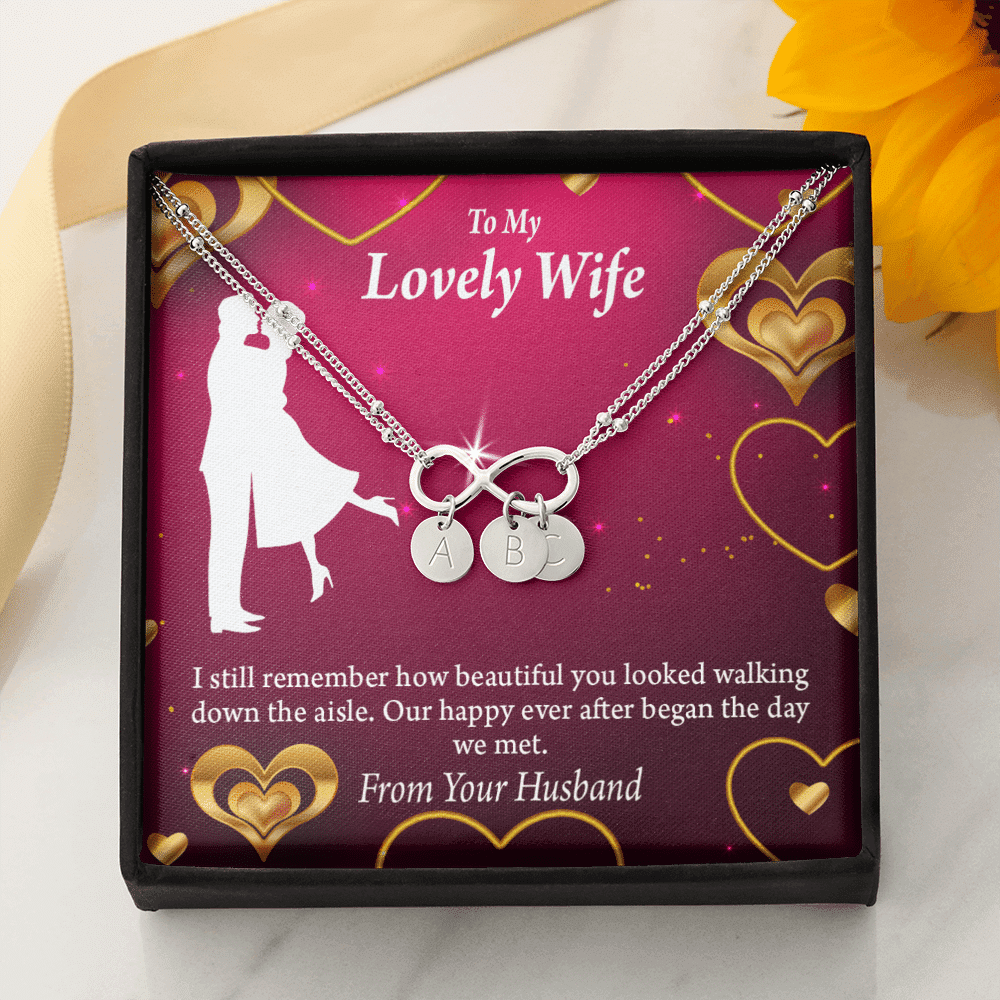 To My Wife Happy Ever After Infinity Bracelet With Initial Charms - Infinity Bracelet