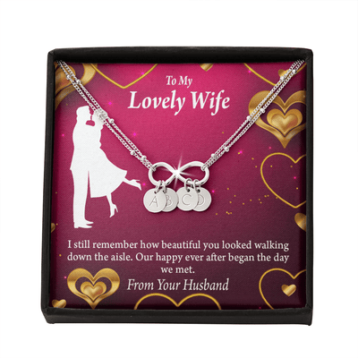 To My Wife Happy Ever After Infinity Bracelet With Initial Charms - Infinity Bracelet