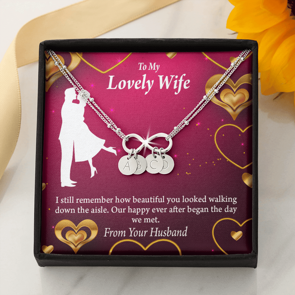 To My Wife Happy Ever After Infinity Bracelet With Initial Charms - Infinity Bracelet
