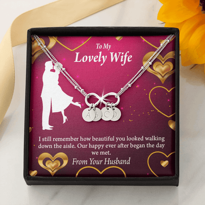 To My Wife Happy Ever After Infinity Bracelet With Initial Charms - Infinity Bracelet