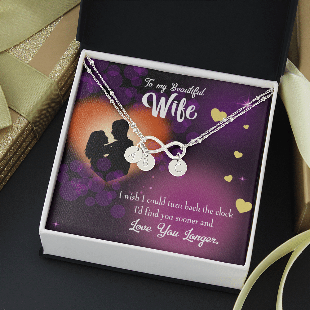 To My Wife Love You Longer Infinity Bracelet With Initial Charms - Infinity Bracelet
