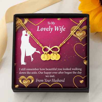 To My Wife Happy Ever After Infinity Bracelet With Initial Charms - Infinity Bracelet
