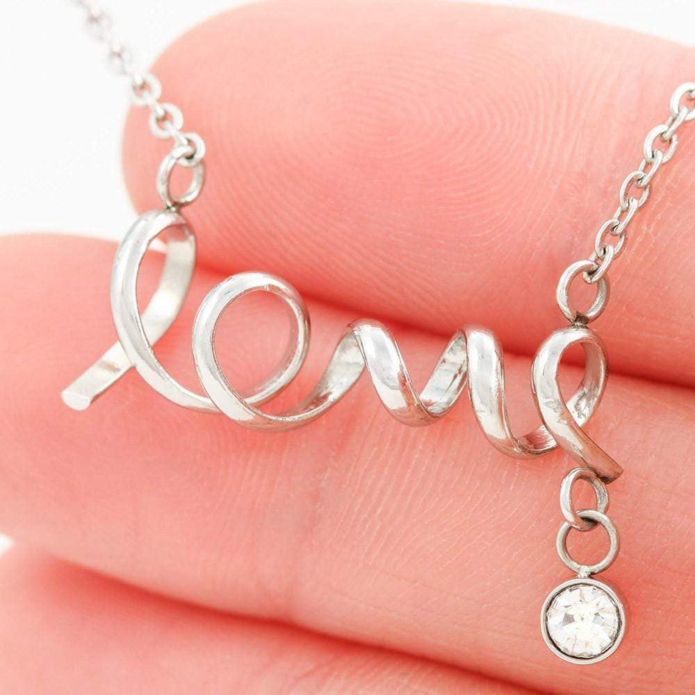 To My Gorgeous Wife Scripted Love Card Necklace Stainless Steel 16-22" Chain - Love Script Necklace