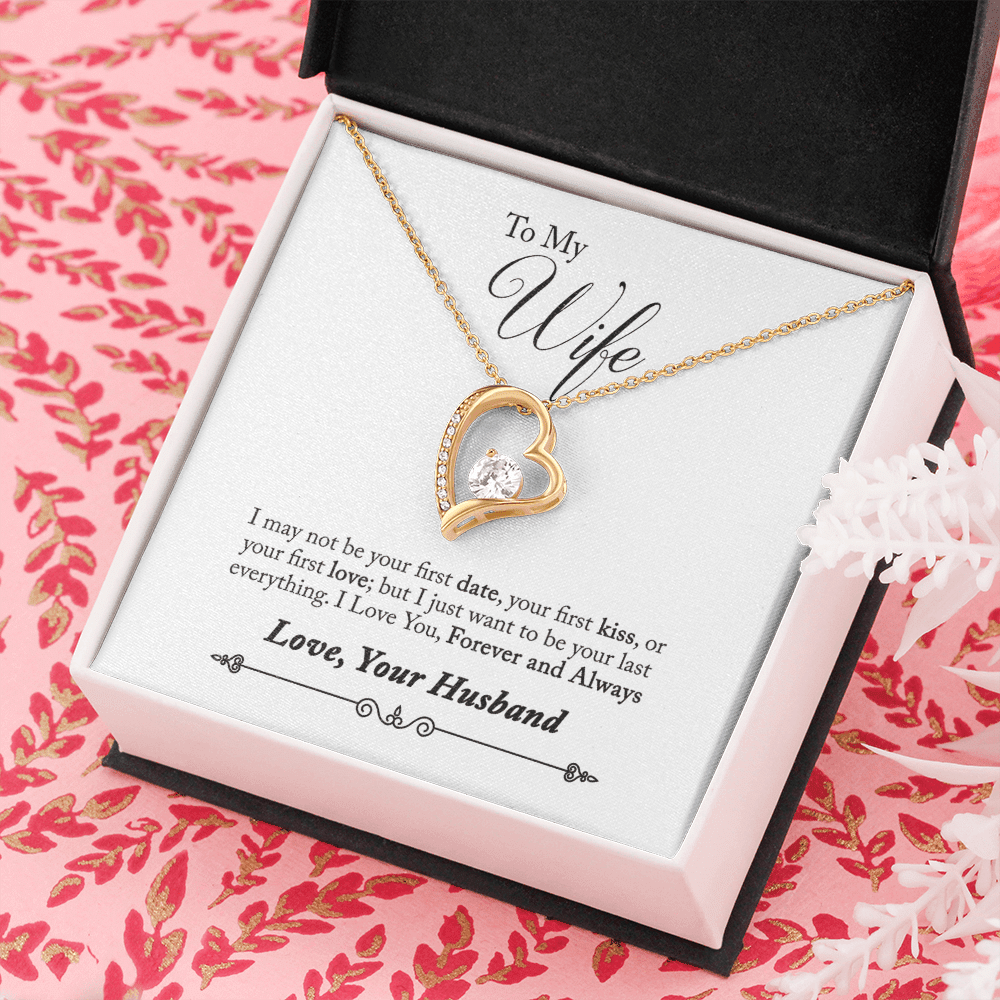 To My Wife Forever & Always Pendant 18k Gold or Stainless Steel 18" Necklace - Forever Love Necklace Gift Idea For Woman