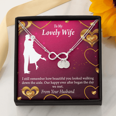 To My Wife Happy Ever After Infinity Bracelet With Initial Charms - Infinity Bracelet