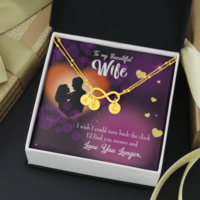 To My Wife Love You Longer Infinity Bracelet With Initial Charms - Infinity Bracelet