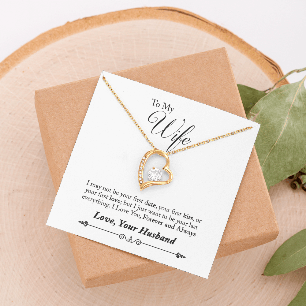 To My Wife Forever & Always Pendant 18k Gold or Stainless Steel 18" Necklace - Forever Love Necklace Gift Idea For Woman