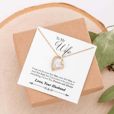 To My Wife Forever & Always Pendant 18k Gold or Stainless Steel 18" Necklace - Forever Love Necklace Gift Idea For Woman