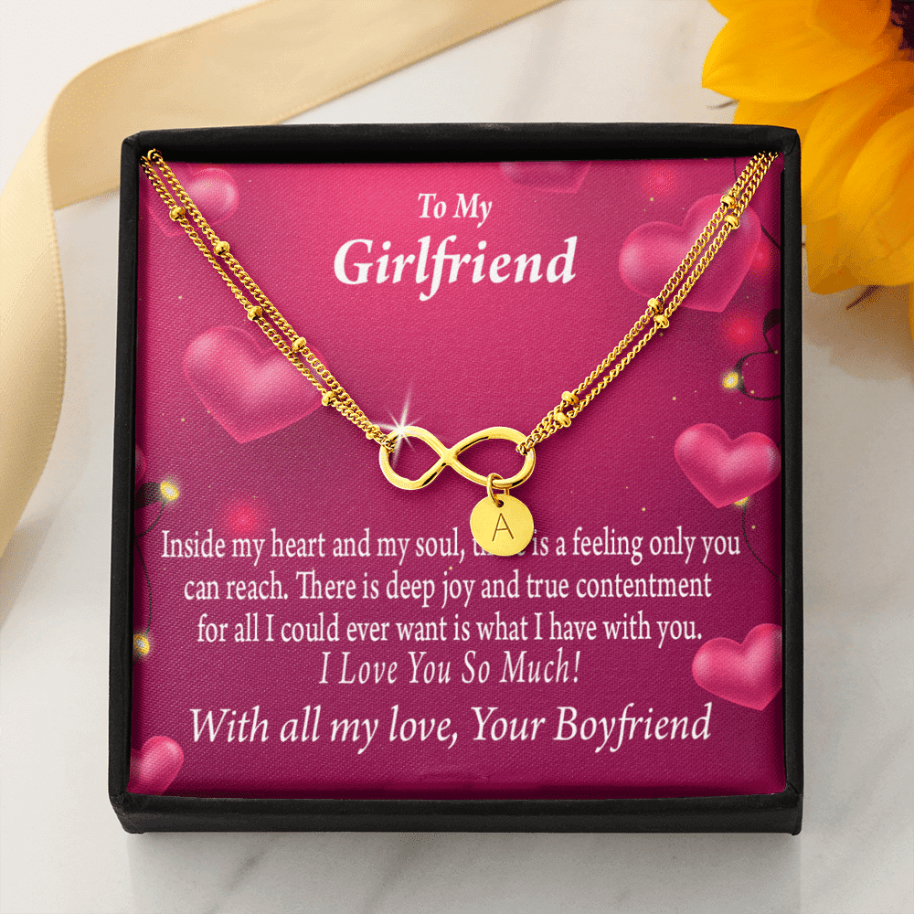 Girlfriend Deep Joy And True Contentment Infinity Bracelet With Initial Charms - Infinity Bracelet