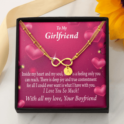 Girlfriend Deep Joy And True Contentment Infinity Bracelet With Initial Charms - Infinity Bracelet