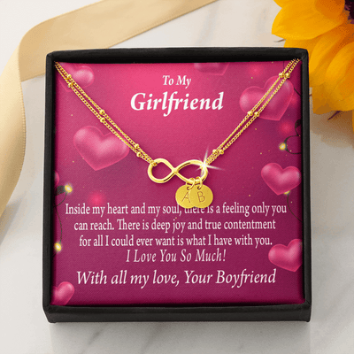 Girlfriend Deep Joy And True Contentment Infinity Bracelet With Initial Charms - Infinity Bracelet