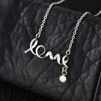 To My Gorgeous Wife Scripted Love Card Necklace Stainless Steel 16-22" Chain - Love Script Necklace