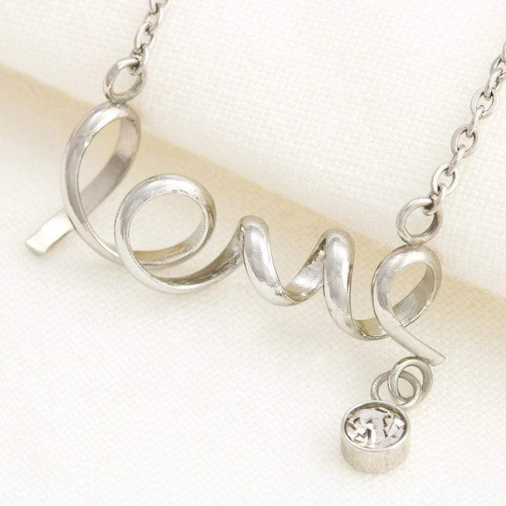 To My Gorgeous Wife Scripted Love Card Necklace Stainless Steel 16-22" Chain - Love Script Necklace