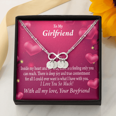 Girlfriend Deep Joy And True Contentment Infinity Bracelet With Initial Charms - Infinity Bracelet