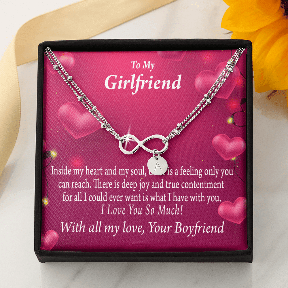 Girlfriend Deep Joy And True Contentment Infinity Bracelet With Initial Charms - Infinity Bracelet
