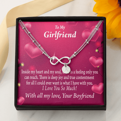 Girlfriend Deep Joy And True Contentment Infinity Bracelet With Initial Charms - Infinity Bracelet