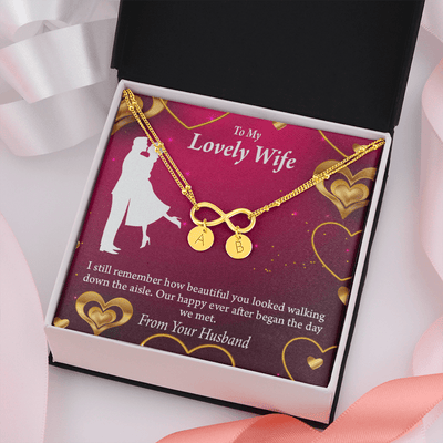 To My Wife Happy Ever After Infinity Bracelet With Initial Charms - Infinity Bracelet