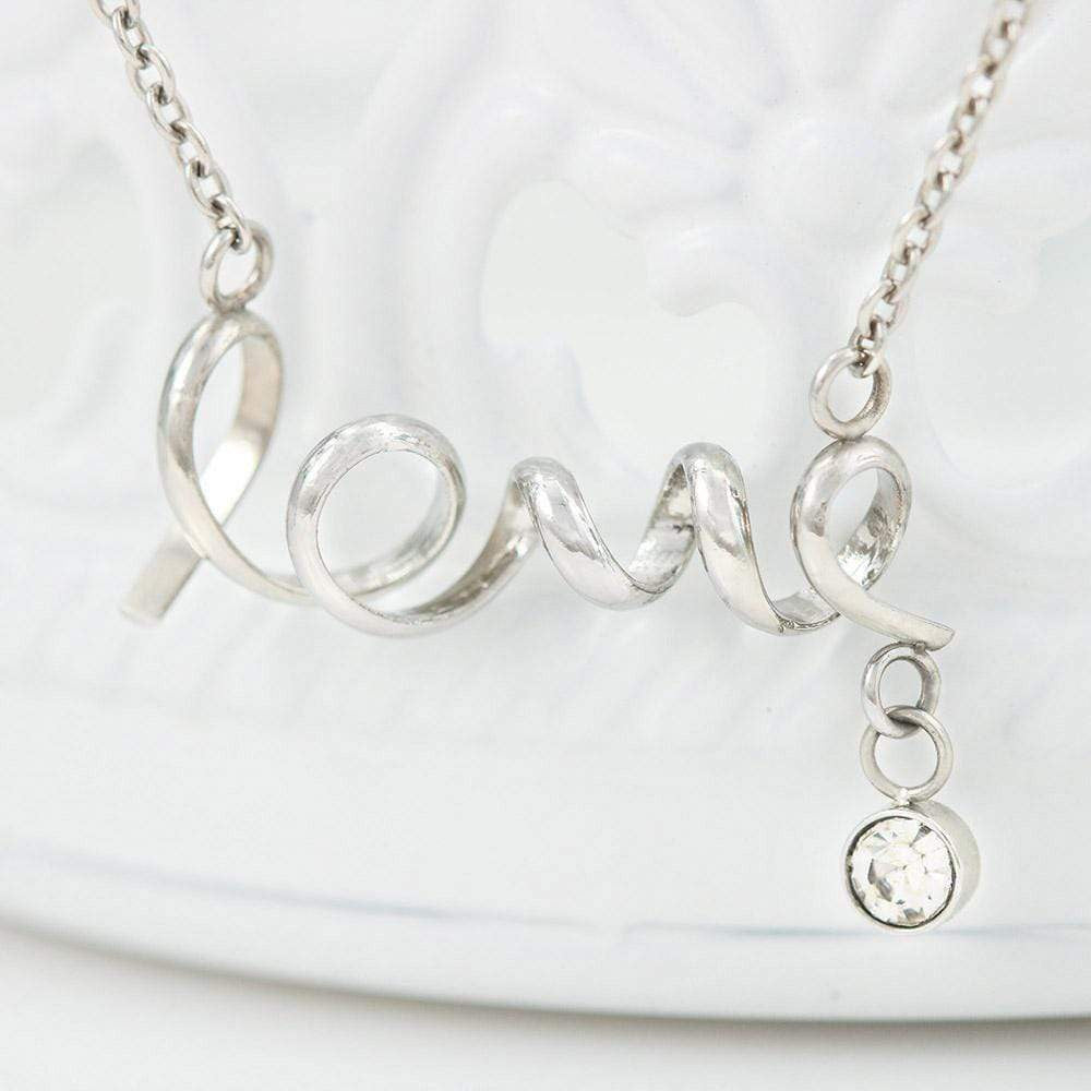 To My Gorgeous Wife Scripted Love Card Necklace Stainless Steel 16-22" Chain - Love Script Necklace