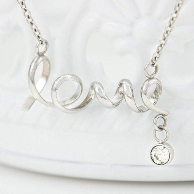 To My Gorgeous Wife Scripted Love Card Necklace Stainless Steel 16-22" Chain - Love Script Necklace