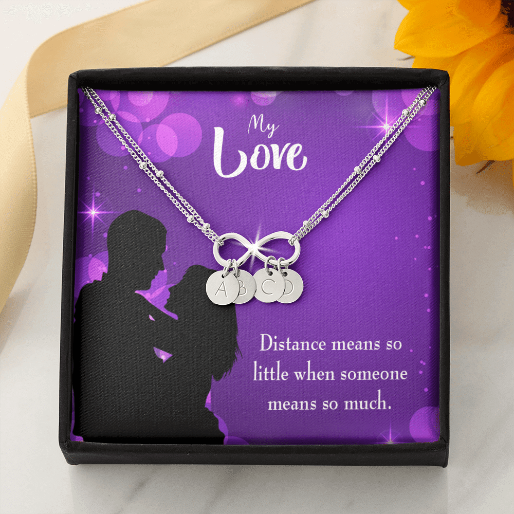 To My Wife Distance Means So Little Infinity Bracelet With Initial Charms - Infinity Bracelet
