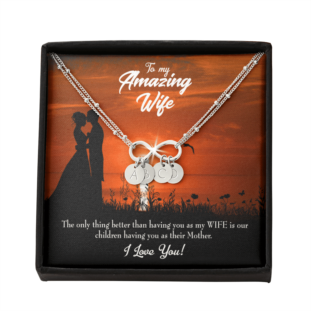 To My Wife My Wife And Mother Infinity Bracelet With Initial Charms - Infinity Bracelet