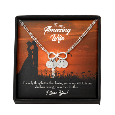 To My Wife My Wife And Mother Infinity Bracelet With Initial Charms - Infinity Bracelet