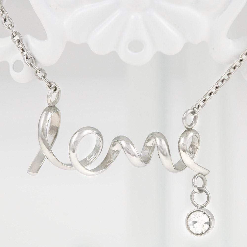 To My Gorgeous Wife Scripted Love Card Necklace Stainless Steel 16-22" Chain - Love Script Necklace