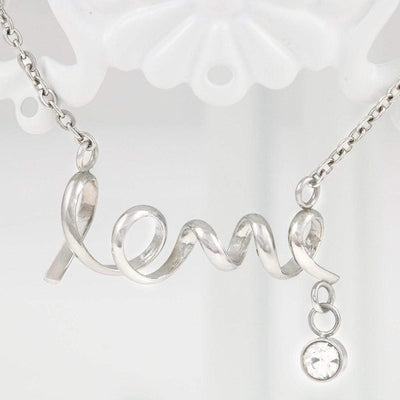 To My Gorgeous Wife Scripted Love Card Necklace Stainless Steel 16-22" Chain - Love Script Necklace