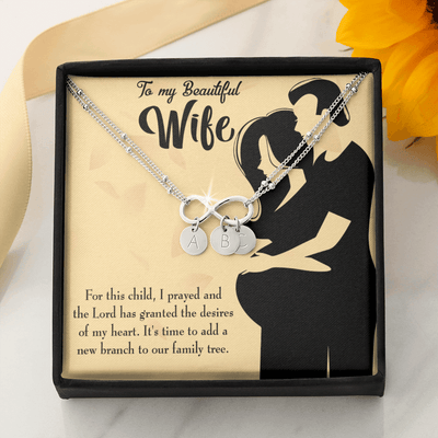 To My Wife New Branch To Family Infinity Bracelet With Initial Charms - Infinity Bracelet