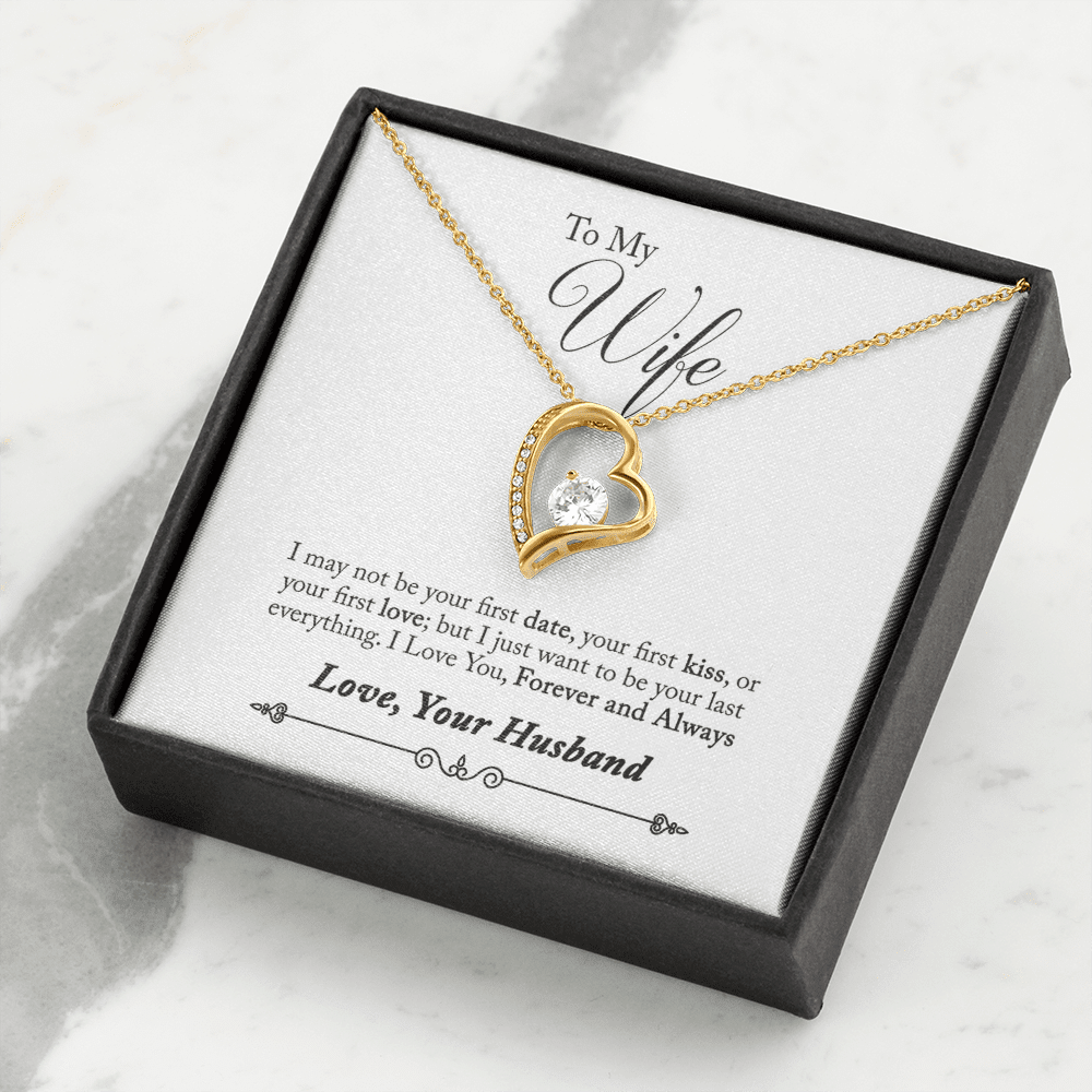 To My Wife Forever & Always Pendant 18k Gold or Stainless Steel 18" Necklace - Forever Love Necklace Gift Idea For Woman