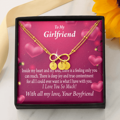 Girlfriend Deep Joy And True Contentment Infinity Bracelet With Initial Charms - Infinity Bracelet