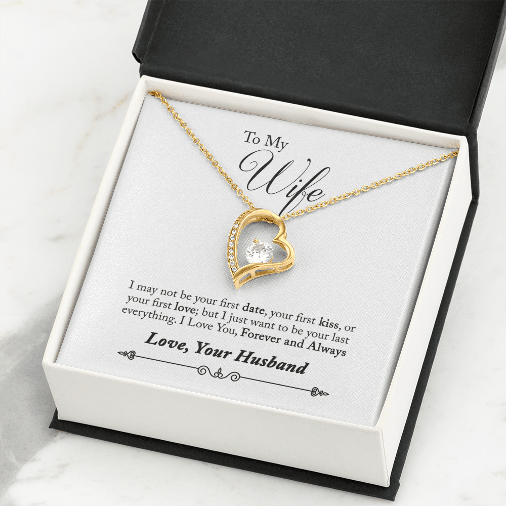To My Wife Forever & Always Pendant 18k Gold or Stainless Steel 18" Necklace - Forever Love Necklace Gift Idea For Woman
