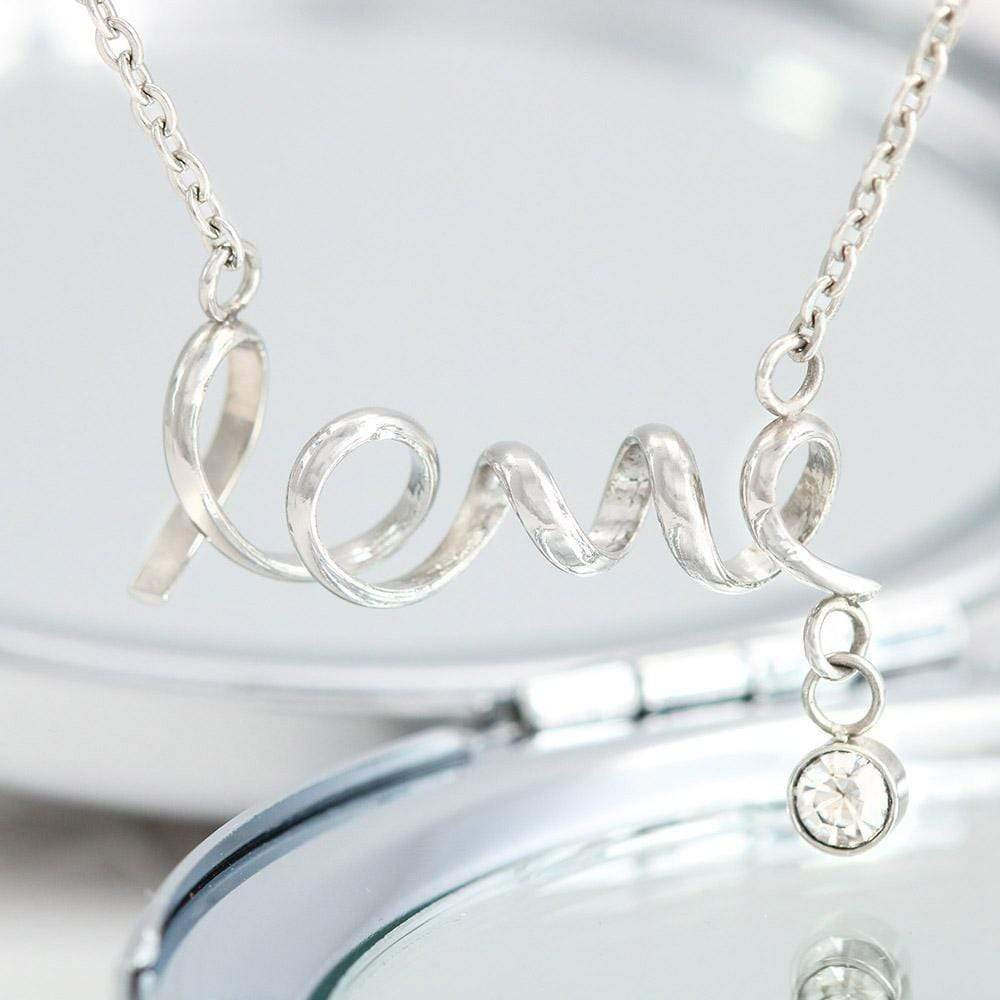 To My Gorgeous Wife Scripted Love Card Necklace Stainless Steel 16-22" Chain - Love Script Necklace