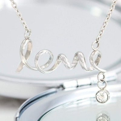 To My Gorgeous Wife Scripted Love Card Necklace Stainless Steel 16-22" Chain - Love Script Necklace
