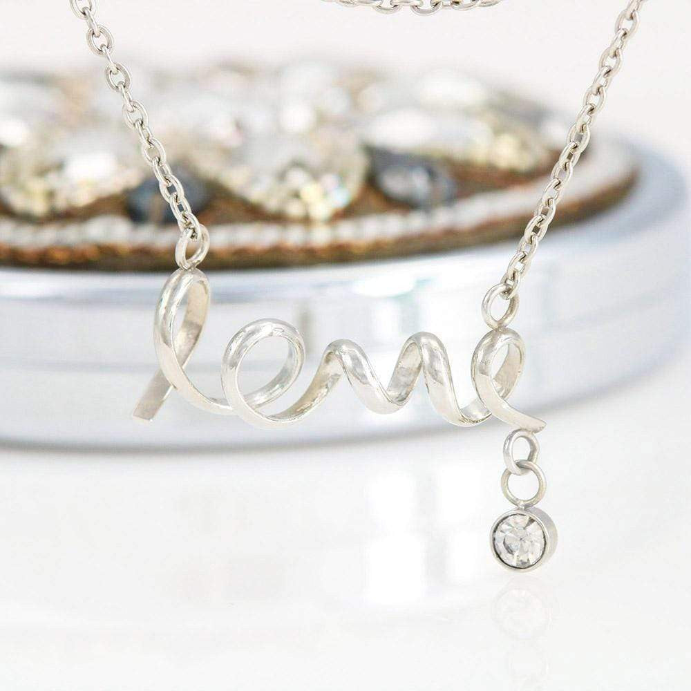To My Gorgeous Wife Scripted Love Card Necklace Stainless Steel 16-22" Chain - Love Script Necklace