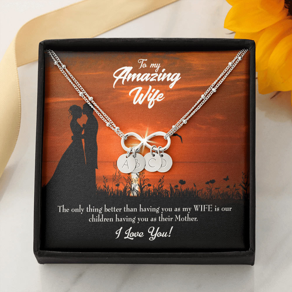 To My Wife My Wife And Mother Infinity Bracelet With Initial Charms - Infinity Bracelet