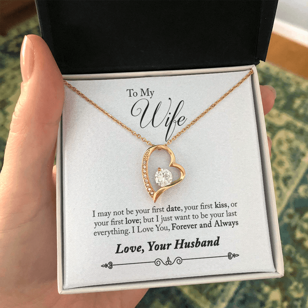 To My Wife Forever & Always Pendant 18k Gold or Stainless Steel 18" Necklace - Forever Love Necklace Gift Idea For Woman