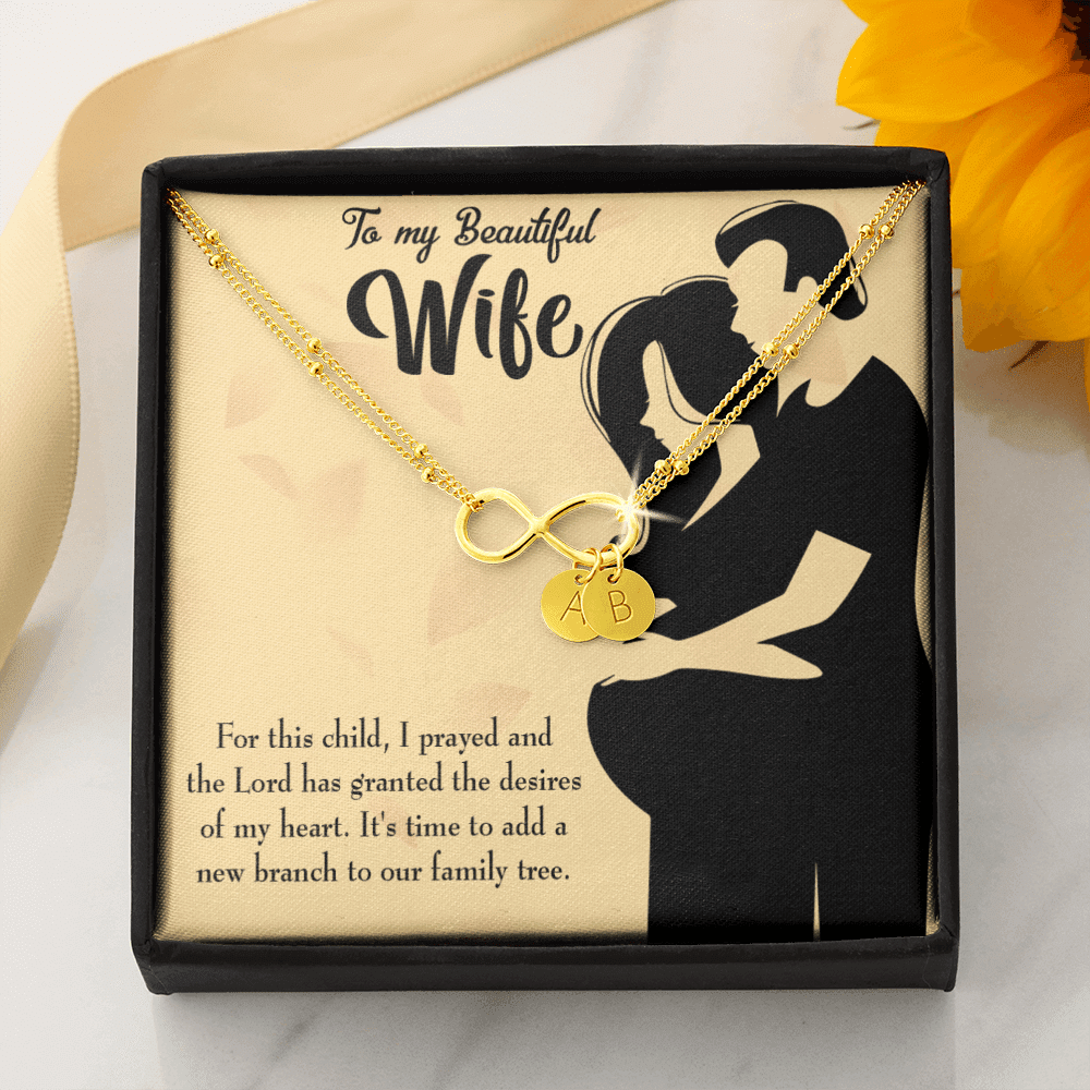 To My Wife New Branch To Family Infinity Bracelet With Initial Charms - Infinity Bracelet