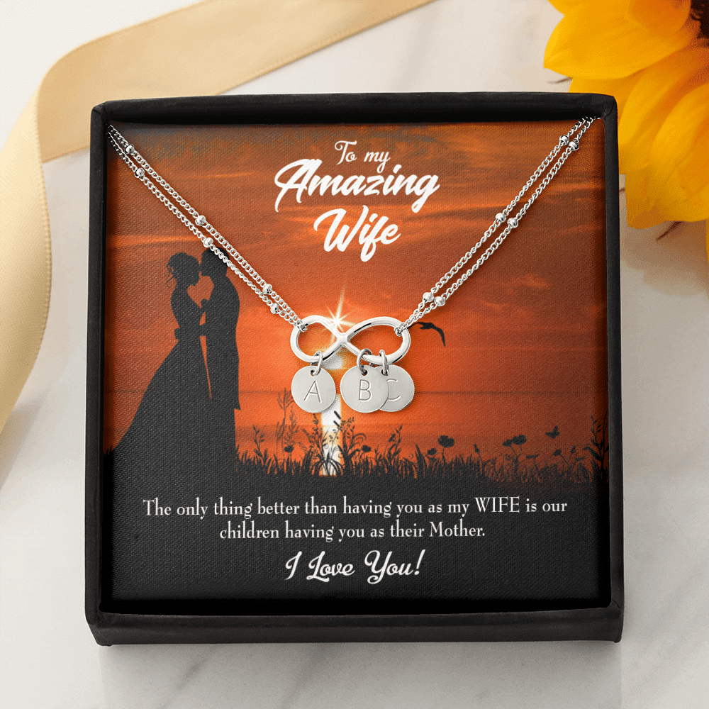 To My Wife My Wife And Mother Infinity Bracelet With Initial Charms - Infinity Bracelet