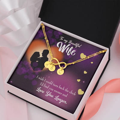 To My Wife Love You Longer Infinity Bracelet With Initial Charms - Infinity Bracelet