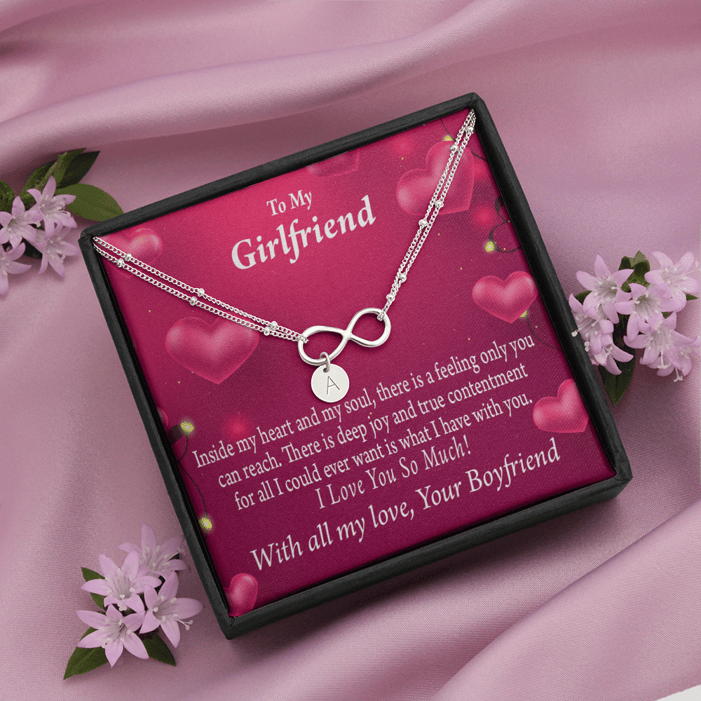 Girlfriend Deep Joy And True Contentment Infinity Bracelet With Initial Charms - Infinity Bracelet