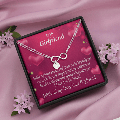 Girlfriend Deep Joy And True Contentment Infinity Bracelet With Initial Charms - Infinity Bracelet