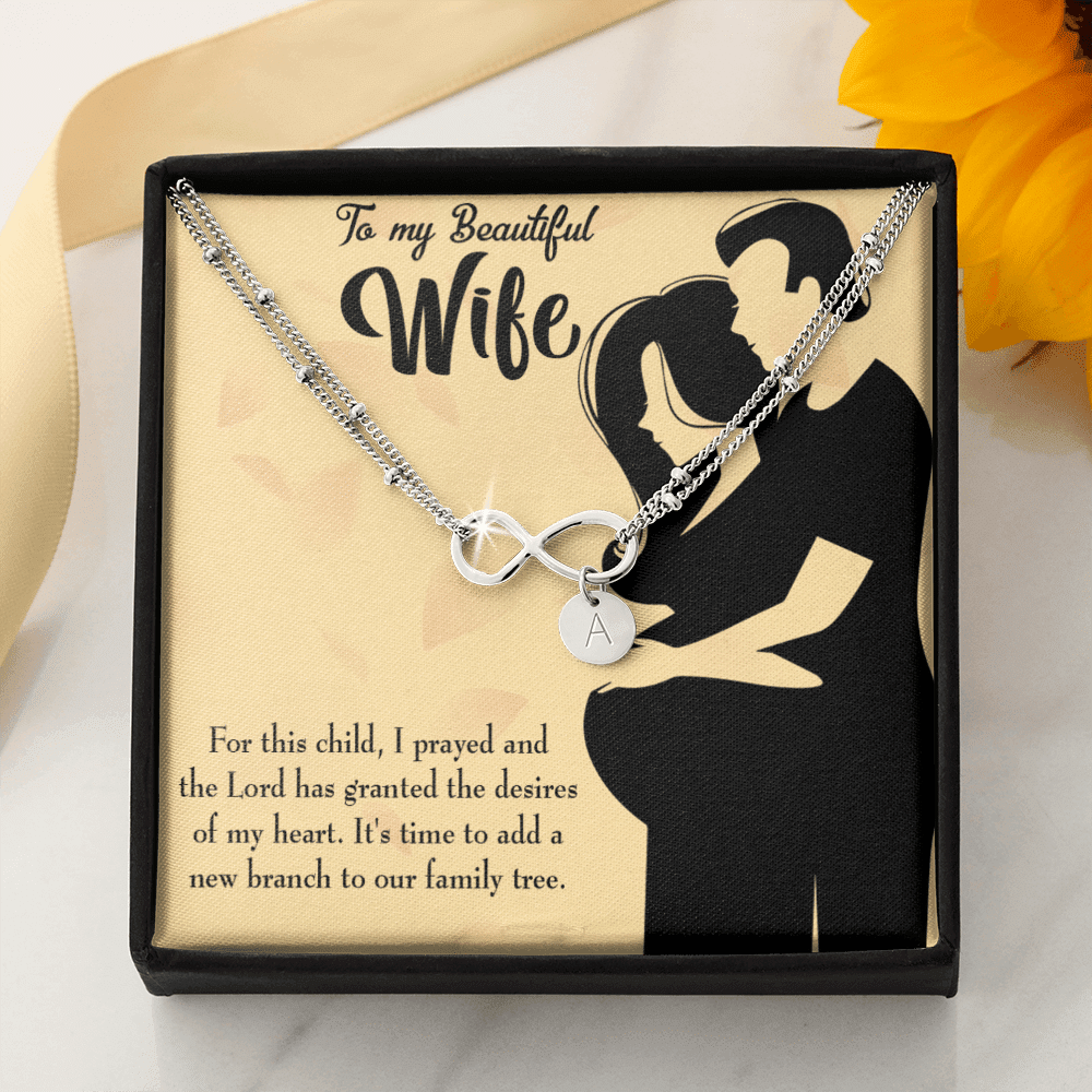 To My Wife New Branch To Family Infinity Bracelet With Initial Charms - Infinity Bracelet